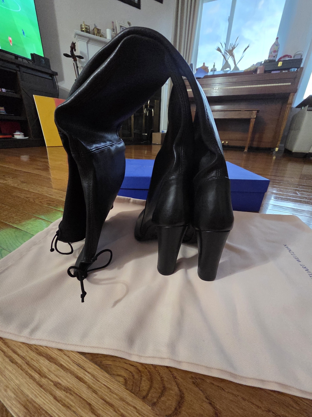 Stuart Weitzman Black Over-the-Knee Leather Boots - Picture 8 of 15